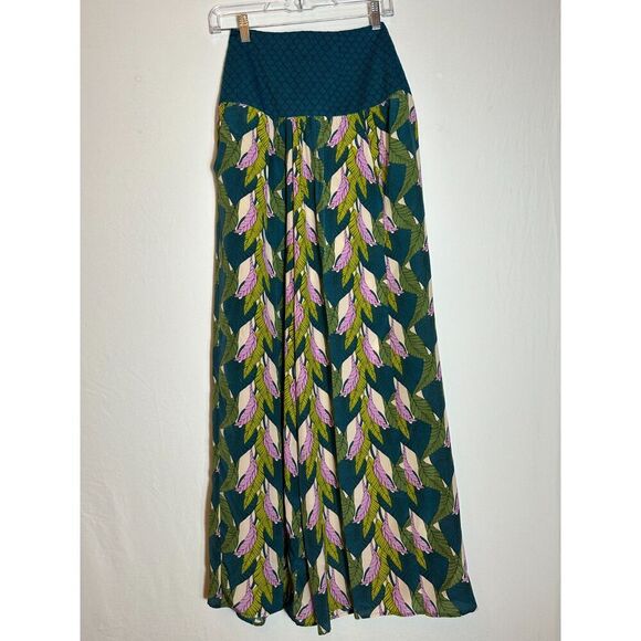 Jaline Teal Flowy Boho Pants Size Small - Picture 4 of 6